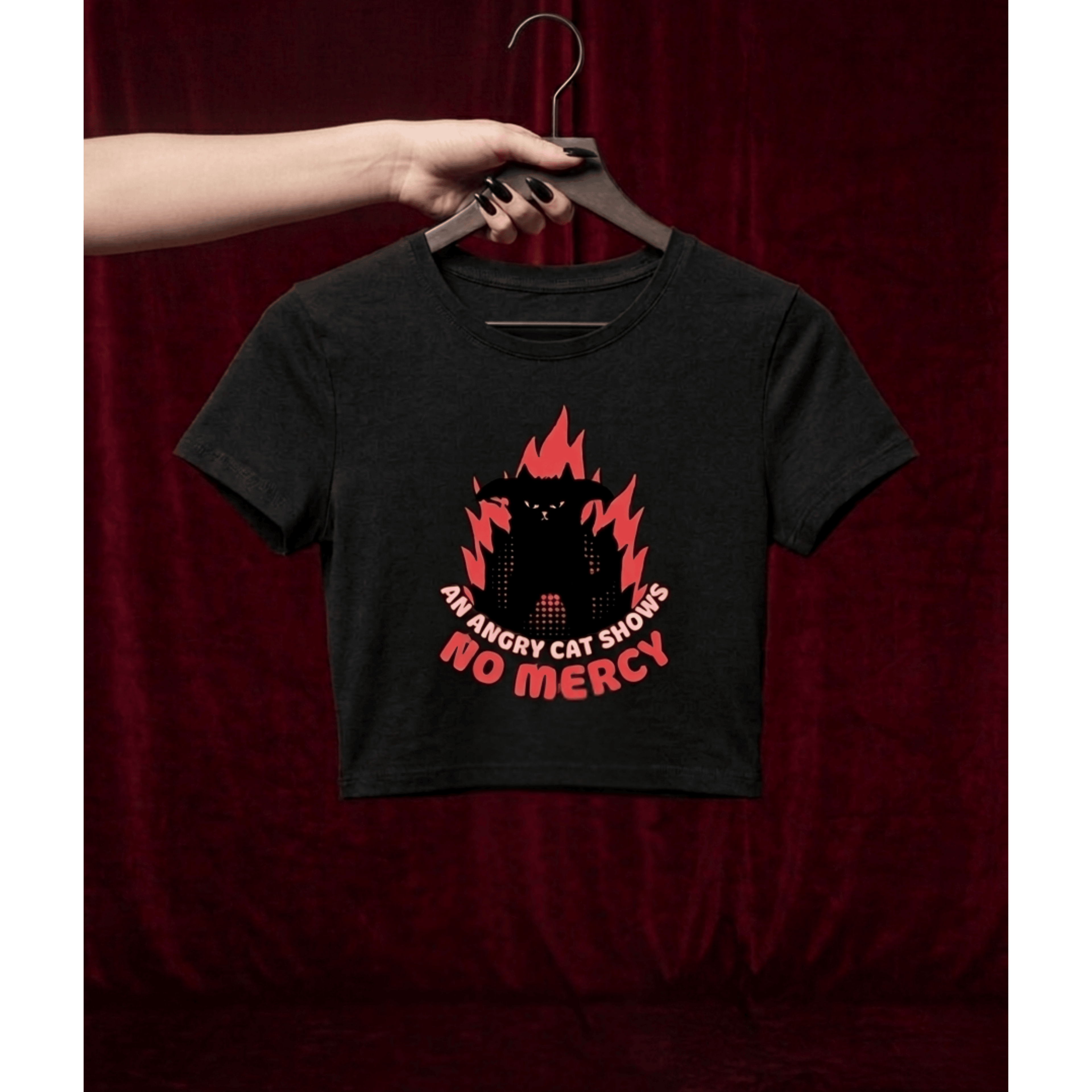 Angry Cat Cropped Baby Tee