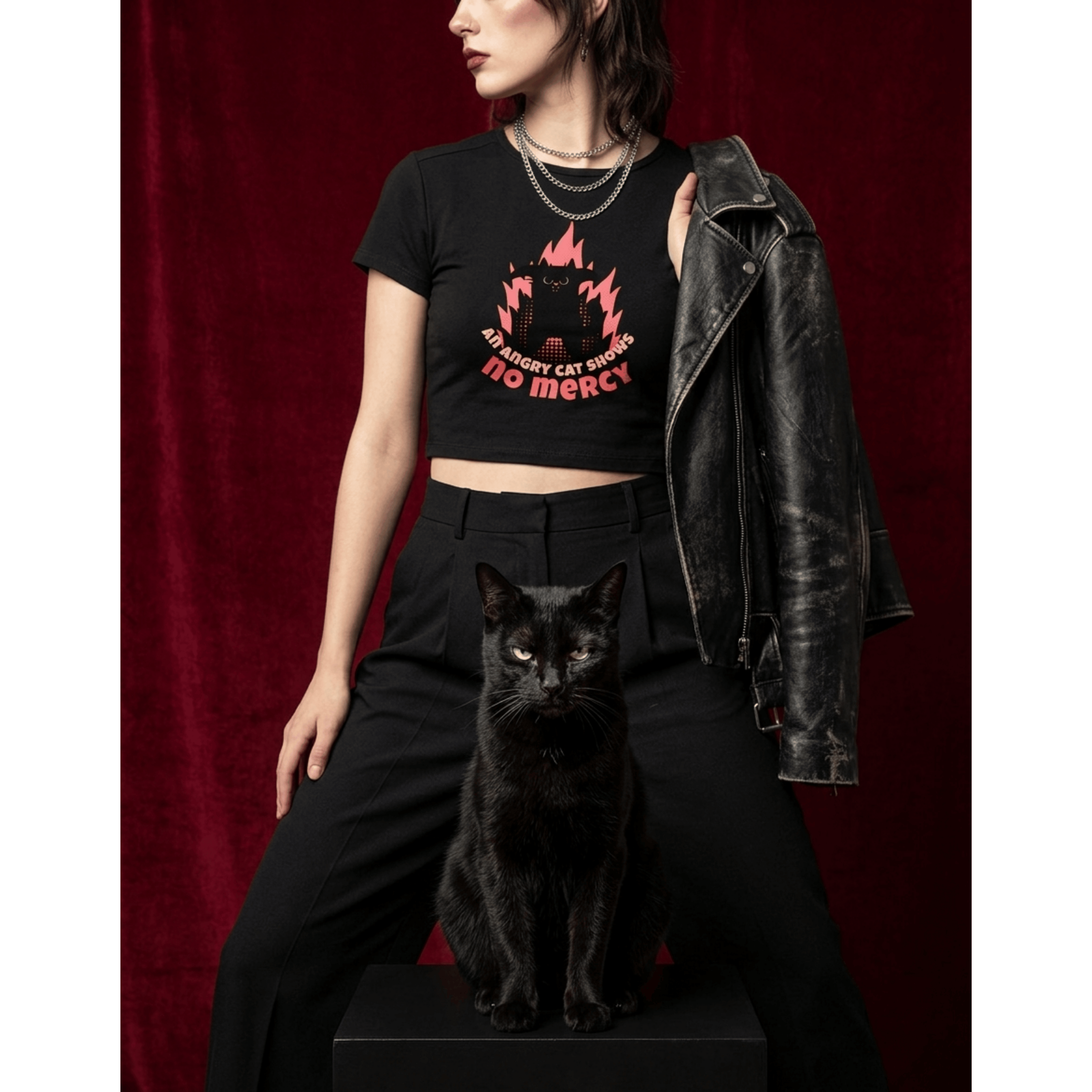 Angry Cat Cropped Baby Tee