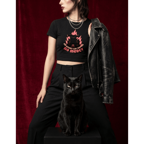 Angry Cat Cropped Baby Tee