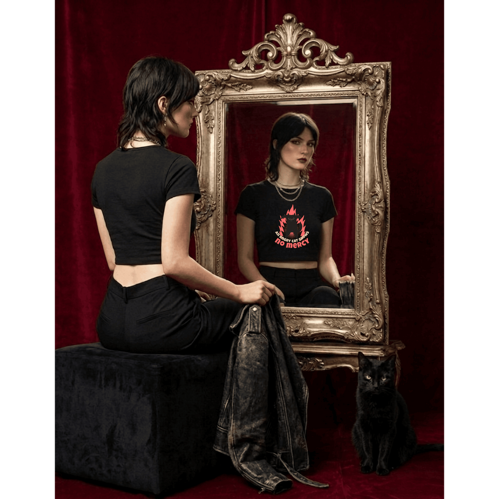 Angry Cat Cropped Baby Tee