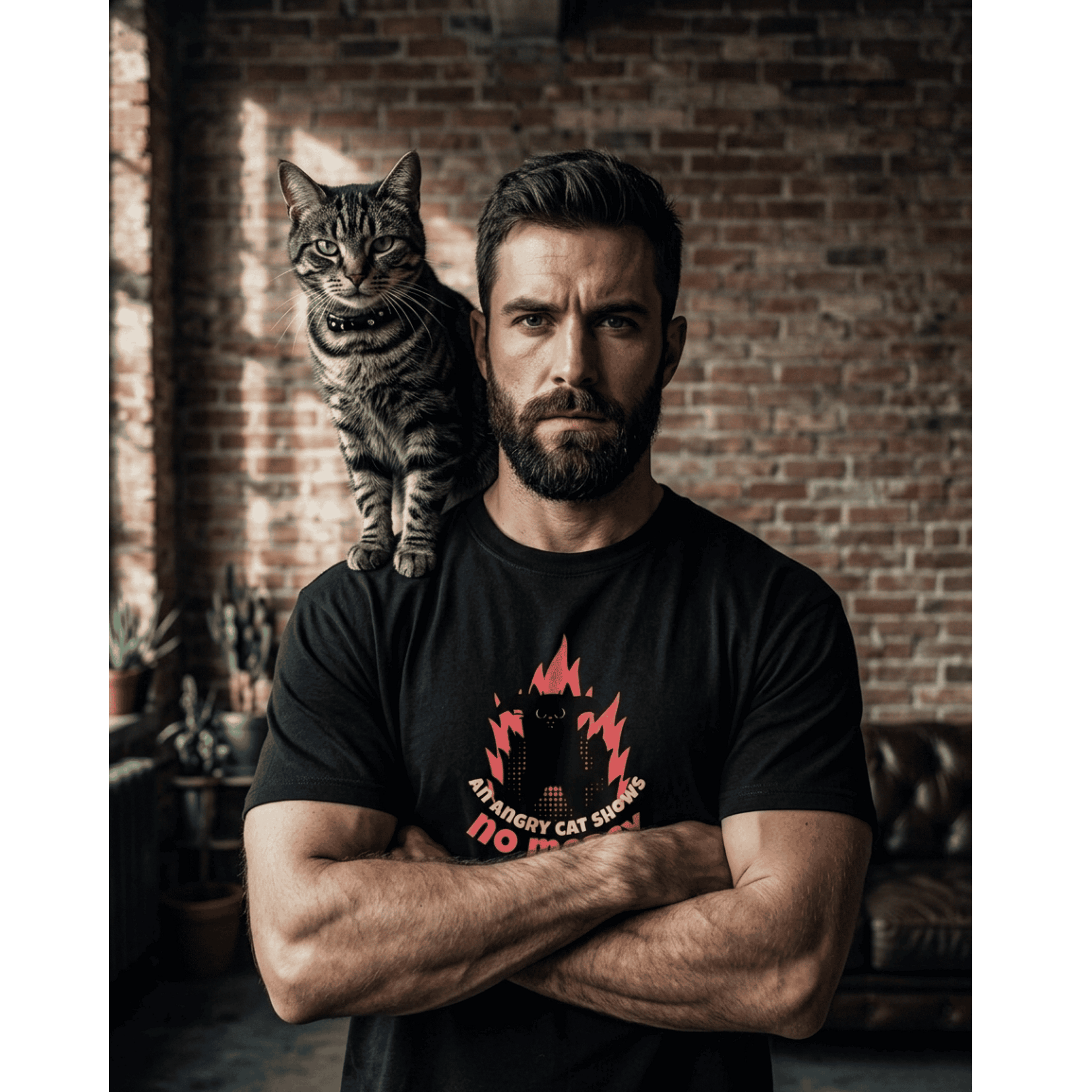 Angry Cat Graphic T-Shirt