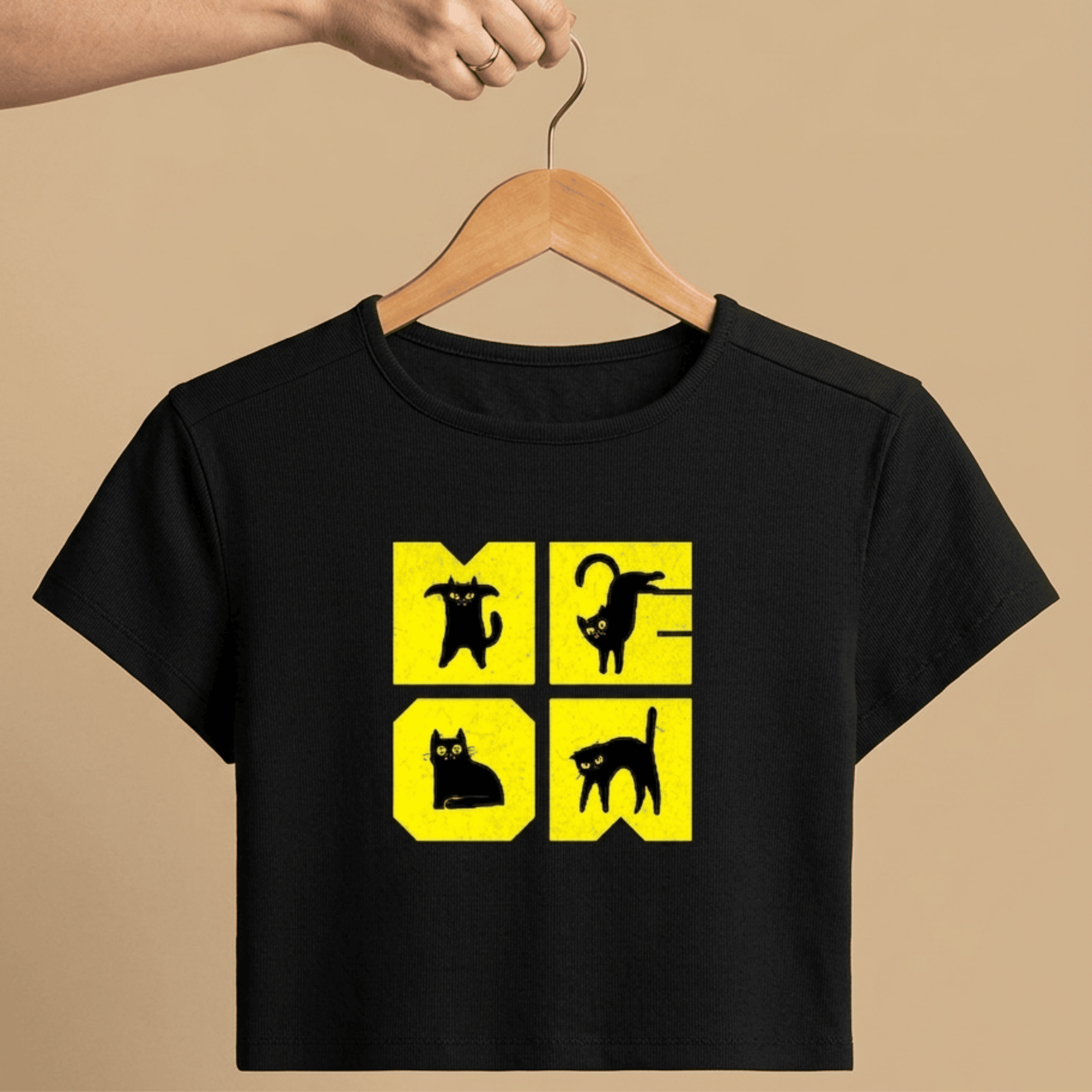 MEOW Cat Lover Cropped Baby Tee